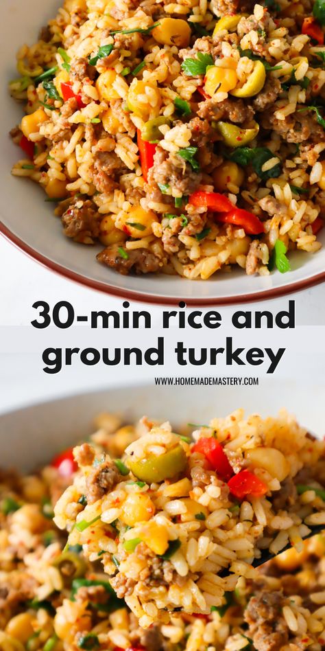 Ground Turkey And Rice, Healthy Ground Turkey Recipes, Best Ground Turkey Recipes, Turkey And Rice, Ground Turkey Recipes Easy, Ground Turkey Recipes Healthy, Healthy Ground Turkey, Rice Skillet, Meals Ideas