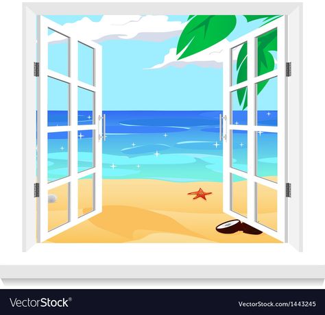 Window View Illustration, Window Vector, View From Window, View Illustration, Travel Tropical, House Silhouette, Abstract Tile, Flat Icons Set, Nature Ocean