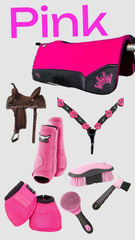 #pink #horse #western #tacksets Western Horse Tack Turquoise, Western Riding Tack, Western Tack Sets, Barrel Racing Tack Sets, Barrel Racing Tack Rodeo, Pink Horse, Barrel Racing Tack, Horse Western, Horse Riding Clothes