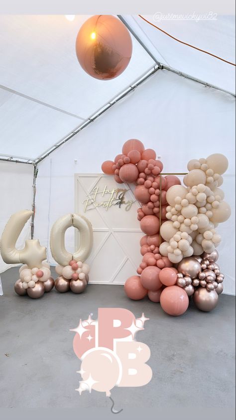 Backdrop 40th Birthday, 40th Birthday Balloons For Woman, 40th Birthday Backdrop Ideas, 40th Birthday Decor For Women, 40th Birthday Backdrop Ideas For Women, Pink 40th Birthday Theme, 40th Balloon Ideas, Backyard 40th Birthday Party Ideas, Fancy Birthday Party Ideas For Women