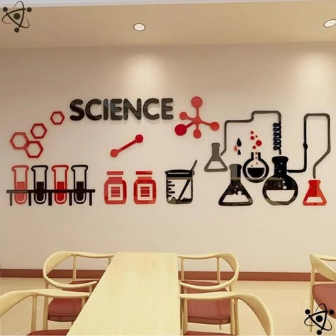 Science Mural, Laboratory Classroom, Science Room Decor, Classroom Decor Science, Kids Study Room, Science Lab Decorations, Wall Art For Kids Room, Science Wall, Classroom Wall Art