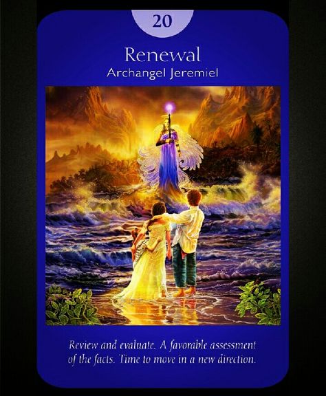 ~Renewal card from Angel Tarot Cards by Doreen Virtue and Radleigh Valentine~ Archangel Jeremiel, Free Tarot Cards, Angel Tarot Cards, Angel Signs, Angel Tarot, Angel Oracle Cards, Angel Cards Reading, Angel Prayers, Doreen Virtue