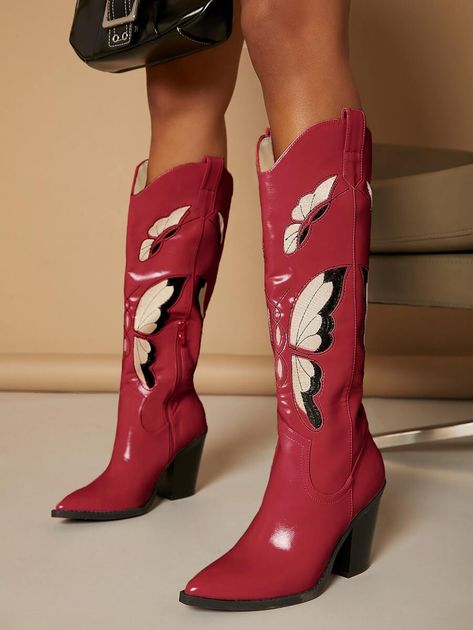 Block Heel Pointy Toe Cowboy Boots | SHEIN USA Leather Butterfly, Taylor Swift Outfits, Western Boots Women, Boots Women Fashion, Western Boots, Fashion Boots, Cowboy Boots, Block Heels, Women Fashion