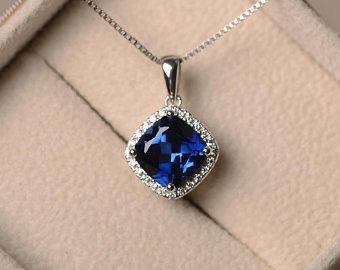 Blue Sapphire Diamond Pendant, Custom Birthstone Ring, Sapphire Diamond Pendant, Blue Sapphire Pendant, Sapphire Necklace Pendants, Blue Sapphire Necklace, Halo Necklace, Tanzanite Diamond, Halo Pendant