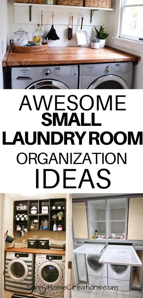 Small Laundry Room Storage, Laundry Small, Small Laundry Closet, Small Laundry Space, Laundry Closet Makeover, Laundry Room Organization Ideas, Laundry Room Organization Storage, Organization Laundry, Small Laundry Room Makeover