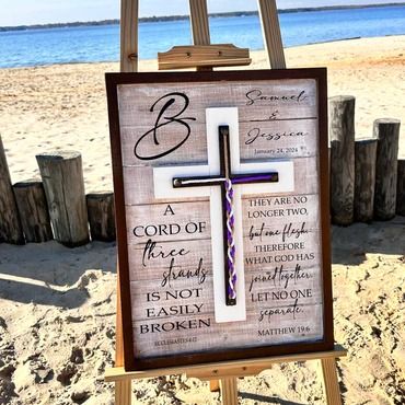 Unity Braid, Christian Wedding Ceremony, Wood Sign Wedding, Cross Sign, Wedding Ceremony Unity, Cord Of Three Strands, Wedding Cross, Unity Ceremony, Rustic Wedding Signs