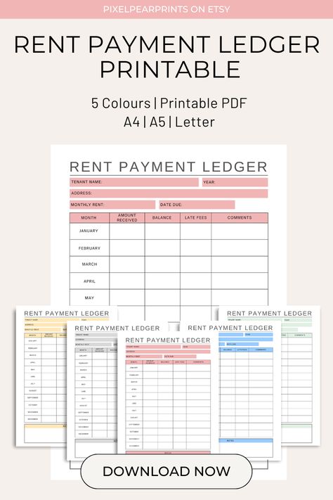 This template is made to help you get crystal clear on your priorities and finances and look to manage your time like a pro! Ideal for landlords to track the rent that their tenants are paying on a monthly basis. Included sections for late fees as well any additional comments and notes. #billpayment #printable #budgetprintables #moneymanagement #rentledger #budgetplanner #financetips #monthlybills #paycheckbreakdown #landlordresources #tenantrent #planneraddict #template Rent Payment Ledger, Ledger Printable, Payment Tracker, Manage Your Time, Budget Printables, Budgeting Finances, Planner Addicts, Budget Planner, Finance Tips