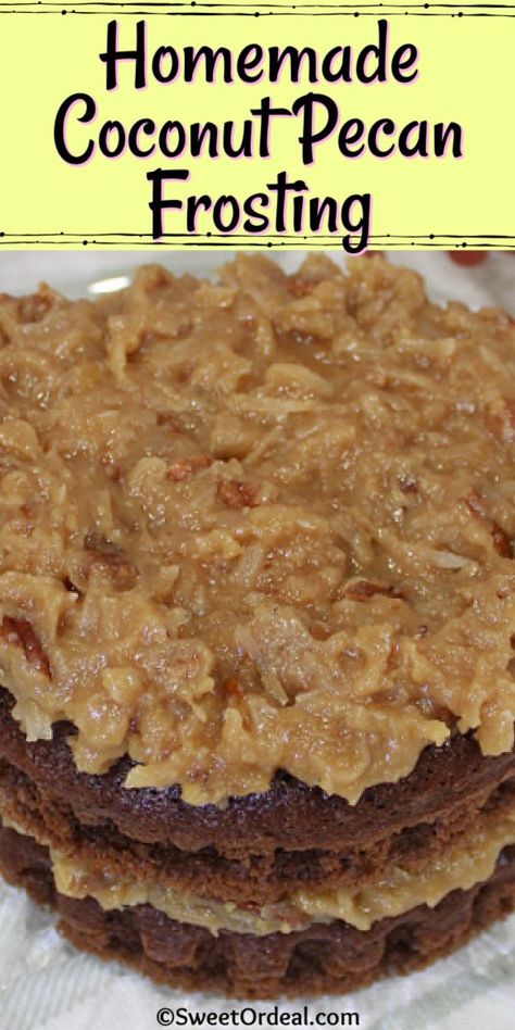 German Chocolate Frosting Recipe, German Chocolate Cake Icing, German Chocolate Icing, German Chocolate Cake Frosting, Chocolate Cake Icing, Homemade German Chocolate Cake, German Chocolate Brownies, Chocolate Cake Frosting, German Chocolate Cake Recipe