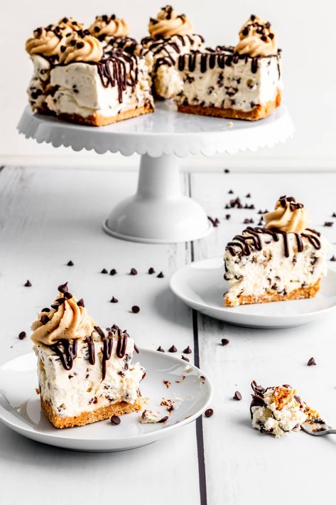 Cookie Dough Cheesecake Recipe | Bonni Bakery Bonni Bakery, Chocolate Chip Cookie Dough Cheesecake, Easy Cookie Dough, Cookie Dough Cheesecake, No Bake Cookie Dough, Cheesecake Mix, No Bake Recipe, Springform Pan Cake, Raw Cookie Dough