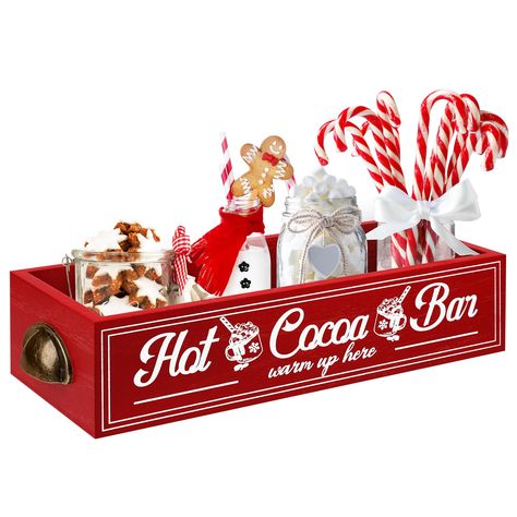 PRICES MAY VARY. Farmhouse Home Decor: you will receive 1 wooden hot cocoa bar storage box, beautifully crafted to add a dash of elegance to your home on Christmas day, decorative and practical Reliable Material: our rustic hot cocoa bar accessories are made of quality wood, light but strong, not easy to break or deform, smoothly finished with no rough edges, no fading or discoloring, robust and solid for daily use, nice for storage or display in any room of the house such as kitchen, living roo Wood Storage Bins, Christmas Card Holder Display, Christmas Hot Cocoa Bar, Christmas Hot Cocoa, Bar Wood, Raffle Baskets, Storage Caddy, Wood Storage Box, Chocolate Caliente