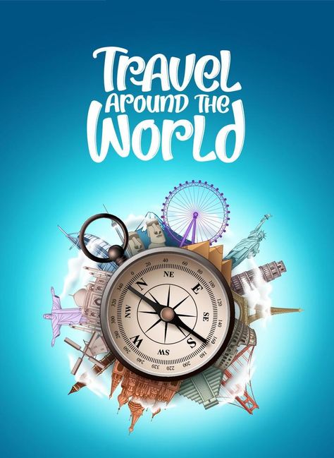 Travel And Tourism Design, Tourism Social Media Design, Tourism Logo Design Creative, Tours And Travels Creative Ads, Travel Around The World Illustration, Travel Post Design, Travel Animation, World Graphic Design, Travel Guide Book Design