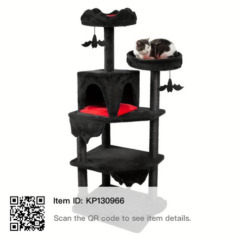 Gothic Cat Tree, Gothic Kingdom, Coffin Bed, Gothic Home Decor Ideas, Unique Cat Trees, Bat Hanging, Gothic Cat, Modern Cat Tree, Cat Towers