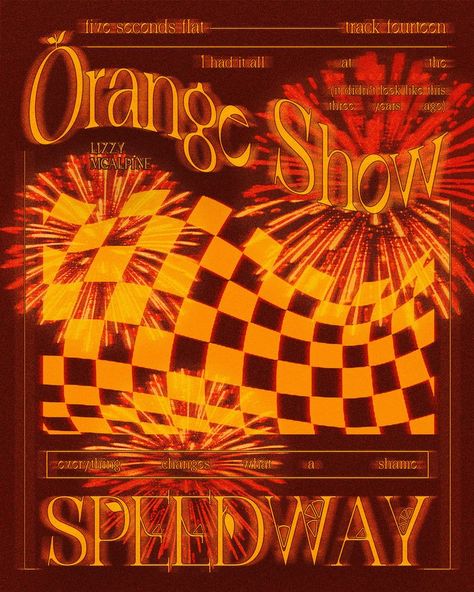 ambyia on twitter / lairdesigns IG Fall Aesthetic Poster, Lizzie Mcalpine Poster, Orange Posters Aesthetic, Orange Show Speedway, Orange Wall Collage, Lizzy Mcalpine Poster, Yellow Painted Rooms, Orange Vibe, 70s Room