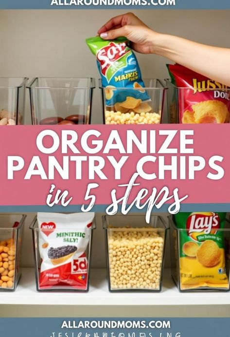 Organizing pantry chips effectively can transform your kitchen storage and make snack selection easier. By implementing a few simple steps, you can create an organized system that maximizes space and keeps chips fresh. This approach not only streamlines your pantry but also ensures you can easily locate and access your favorite snacks when cravings strike. Chip Pantry Organization, How To Store Chips Pantry, Seasoning Packet Organization, Organize Chips In Pantry, Pantry Chip Bag Organization, Chips Organization, Pantry Snack Organization, Chip Storage Ideas, Snack Organization Ideas