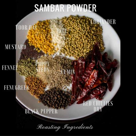 Sambar Powder Recipe, Homemade Masala, Sambhar Recipe, Masala Powder Recipe, Indian Masala, Spice Blends Recipes, Spicy Snacks Recipes, Spice Mix Recipes, Doner Kebab