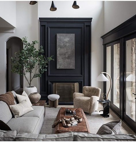 Moody Interior Design, Moody Living Room, Black Accent Walls, Casa Patio, Traditional Modern, Contemporary Living Room, Interior Design Tips, Luxury Interior Design, Interior Design Styles