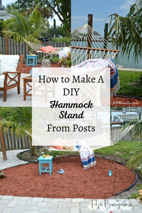 Hammock Chair Stand Diy, Homemade Hammock, Hammock Posts, Diy Hammock Stand, Diy Hammock Chair, Free Standing Hammock, Campsite Decorating, Hammock Frame, Eno Hammock