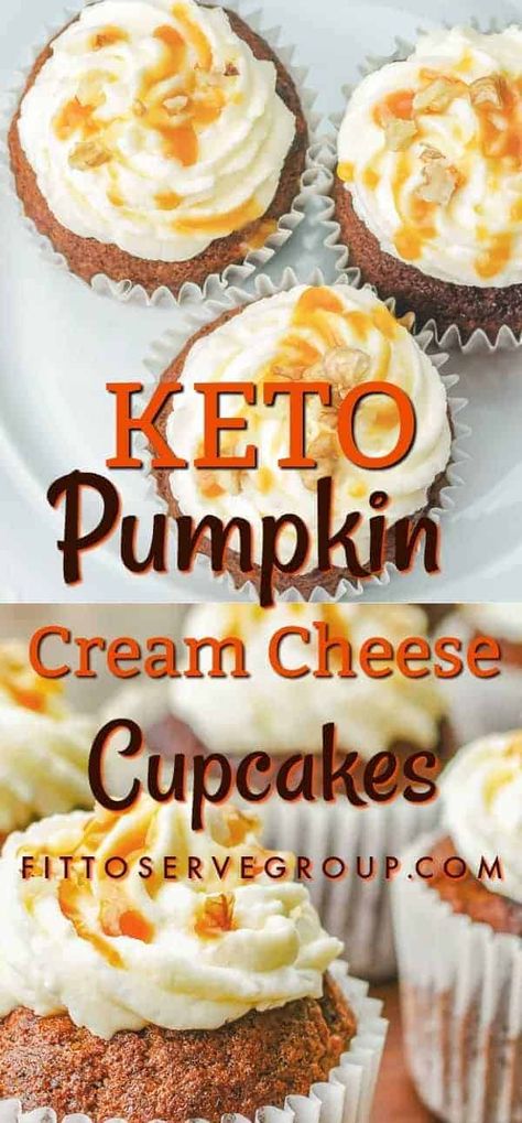 High Carbs, Cream Cheese Pumpkin, Cream Cheese Cupcakes, Keto Cream Cheese, Keto Cupcakes, Pumpkin Cream Cheese, Postre Keto, Keto Cream, Keto Pumpkin