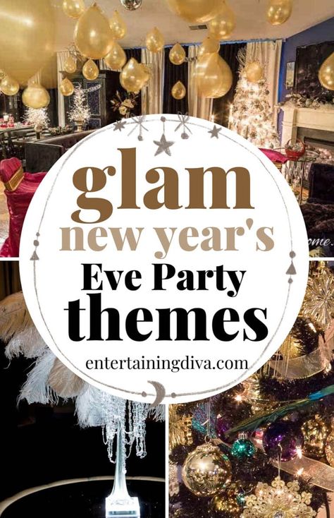 5 Glam New Year’s Eve Party Themes Glam New Years Eve Party, New Year’s Eve Theme Party 2024, New Year’s Eve Party Themes, Nye Decor Ideas, Disco New Years Eve Party, New Years Party Theme, Nye Theme Party Ideas, New Years Theme Party Ideas, Christmas Ball Ornaments Diy Craft Ideas