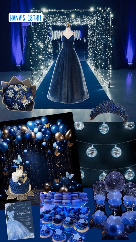 navy blue, under the stars, butterfly theme 18th birthday party Navy Blue Birthday Theme, Under The Stars Birthday Party, Blue Birthday Theme, Navy Blue Birthday, Stars Birthday Party, 18th Birthday Party, Butterfly Theme, Blue Birthday, Under The Stars