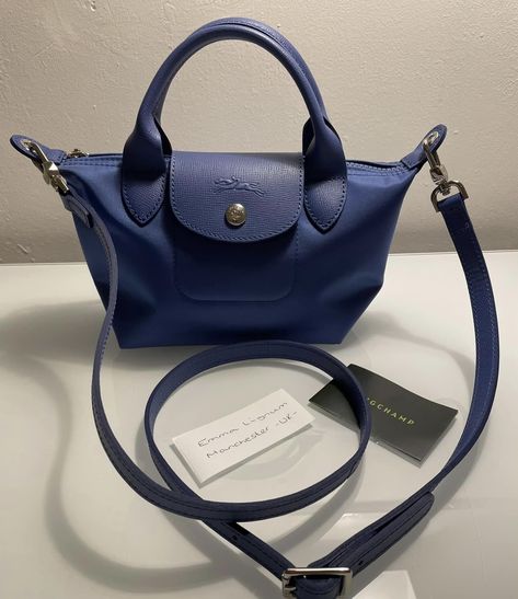 Long Champ Bag Mini, Long Champ Mini Bag, Navy Longchamp Bag Outfit, Longchamp Bag Outfit, Longchamp Le Pliage Mini, Leather Longchamp, Long Champ Bag, Long Champ, Longchamp Mini