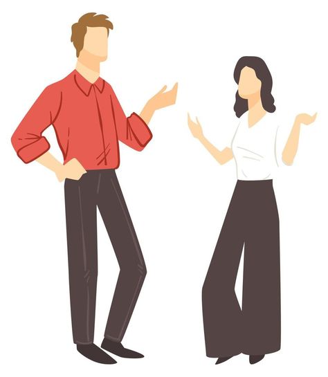 Businessman and woman on meeting talking vector Two People Talking Reference, Man Woman Friendship, Two People Talking Drawing Reference, People Talking Illustration, Kid Anatomy, Man And Woman Talking, Two People Talking, Talking Picture, Storyboard Illustration