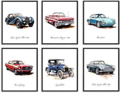 PRICES MAY VARY. ✬【UNIQUE DESIGN】- This watercolor car print is clear and high,definition, with a watercolor design that is lifelike,There's nothing like a race car wall art for boys room to kick off your adrenaline rush every day. ✬【HOME DECORATION SCENE】- This Retro Racecar Off-Road Vehicle Canvas Wall Art suit for Kids Bedroom,Play Room Decor for Kids,Nursery Decor.Boys room Decor。 ✬【Perfect & Heart-Warming Gift Choice】-This Vintage Classic Car Wall Decor Poster Prints can also be used as uni Car Inspired Room Decor, Racecar Nursery Ideas Boy, Toddler Boy Car Theme Bedroom, Vintage Car Room, Boy Nursery Cars, Vintage Playroom, Vintage Car Bedroom, Car Themed Nursery, Vintage Car Nursery