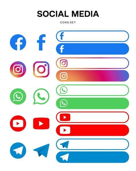 social media facebook instagram whatsapp youtube telegram Icon button template Whatsapp Logo Png, Telegram Icon, Button Template, Facebook And Instagram Logo, Beautiful Friend Quotes, Best Love Photos, Free Business Logo, Facebook Template, Logo Motion