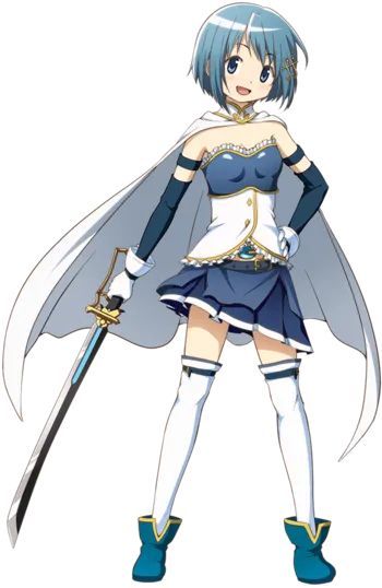 Madoka Magica Sayaka, The Awful Truth, Magical Girl Outfit, Homura Akemi, Describing Characters, Sayaka Miki, Tv Tropes, Reference Sheet, Knight In Shining Armor