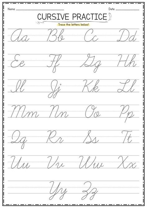 Alphabet In Cursive Letters, Cursive Alaphbet, Cursive Writing Activities, Script Practice Sheets, 2nd Grade Cursive Worksheets, Good Handwriting Alphabet Writing Practice, English Cursive Writing Worksheets, Learning Cursive Handwriting Practice, Penmanship Worksheets Free Printable