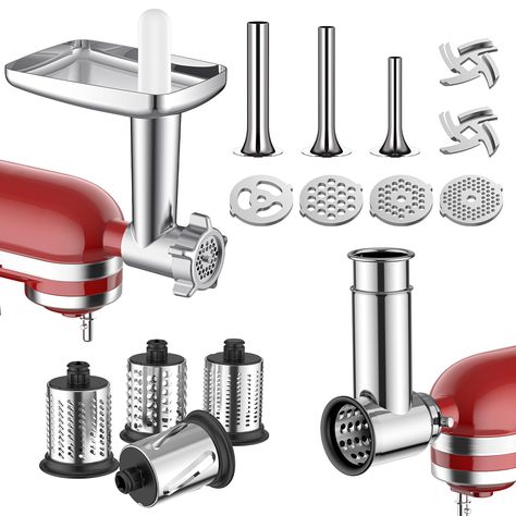 PRICES MAY VARY. Enhance your KitchenAid stand mixer with our kitchen aid accessories and attachments. You'll receive the practical meat grinder for kitchenaid mixer and cheese grater for kitchenaid mixer. Not only do you get great value, but you also expand the range of culinary possibilities in your kitchen. Compatible with all KitchenAid stand mixers, these kitchen aid accessories and attachments allow you to effortlessly grind meat and grate cheese with ease. Improve cooking and quality of l Kitchenaid Mixer Attachments, Kitchen Accessories Design, Sausage Stuffing, Mixer Attachments, Stand Mixers, Kitchenaid Mixer, Kitchenaid Stand Mixer, Cheese Grater, Meat Grinder