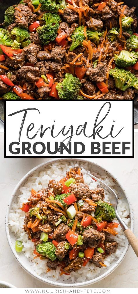 Teriyaki Ground Beef, Fried Rice Aesthetic, Rice Recipes Easy, Rice Aesthetic, Fried Rice Egg, Rice Recipe Easy, Ground Beef Stir Fry, Fried Rice Recipes, Rice Egg