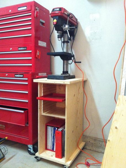 Drill Press Stand, Garage Ceiling, Garage Organisation, Drill Press Table, Garage Tool Storage, Woodworking Storage, Garage Accessories, Tool Storage Diy, Garage Work Bench