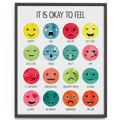 Amazon.com: It Is Okay To Feel - Boho Classroom Decor - Childrens Room Decor - Watercolor Feelings Poster - PlayRoom Decor - Boho Kids Room Decor for Home Office, Bedroom, Bathroom Wall Art, 8x10" Unframed : Handmade Products Storage Container Homes Plans, Beauty Bar Salon Ideas, Container Homes Plans, Feelings Poster, Boho Classroom Decor, Boho Kids Room, Boho Classroom, Emotion Chart, Teacher Craft