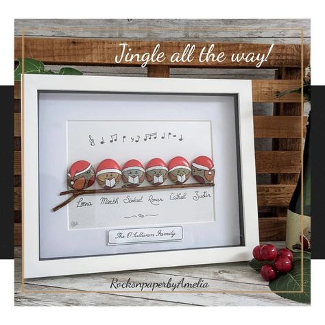 Jingle All the Way Christmas Robins Personalised Robins - Etsy Pebble Art Christmas, Family Pebble Art, Stone Pictures Pebble Art, Pebble Art Family, Christmas Rock, Pebble Pictures, Jingle All The Way, Art Christmas, Rock Crafts