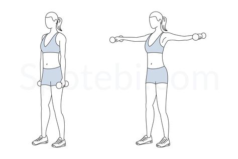 While doing the dumbbell lateral raise exercise keep your core engaged, your back straight and face front. Inhale as you lower the dumbbells and maintain your elbows and your knees slightly bent. http://www.spotebi.com/exercise-guide/dumbbell-lateral-raise/ Spotebi Workout, Jumping Jacks Workout, Hip Flexor Exercises, Side Crunches, Push Workout, Back Fat Workout, Cardio Workout At Home, Arm Circles, Calories Burned