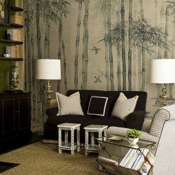 Bamboo in Mist roomset Panda Room, Tea Paper, Chinoiserie Mural, Bamboo Wallpaper, Traditional Ink, Bamboo Tree, Bamboo Wall, Chinoiserie Wallpaper, Bamboo Forest