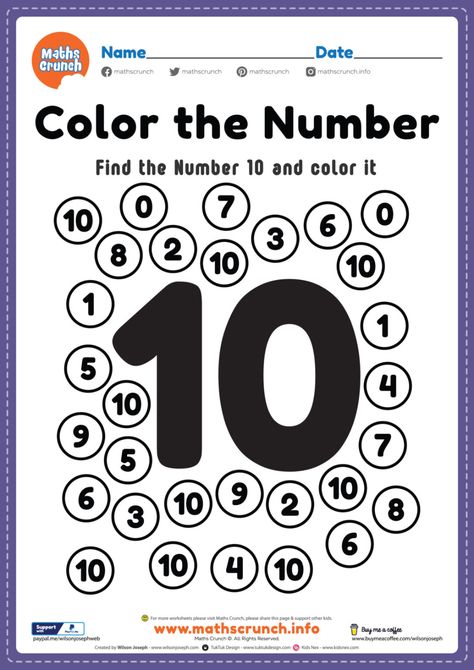 Maths worksheet for kg class number 10 coloring math | Maths Crunch Maths Worksheet For Kg, Number 10 Activities For Preschool, Math Activities For Kindergarten, Worksheet For Nursery Class, Basic Mathematics, Maths Worksheet, Emotions Preschool, Preschool Number Worksheets, Letter Worksheets For Preschool