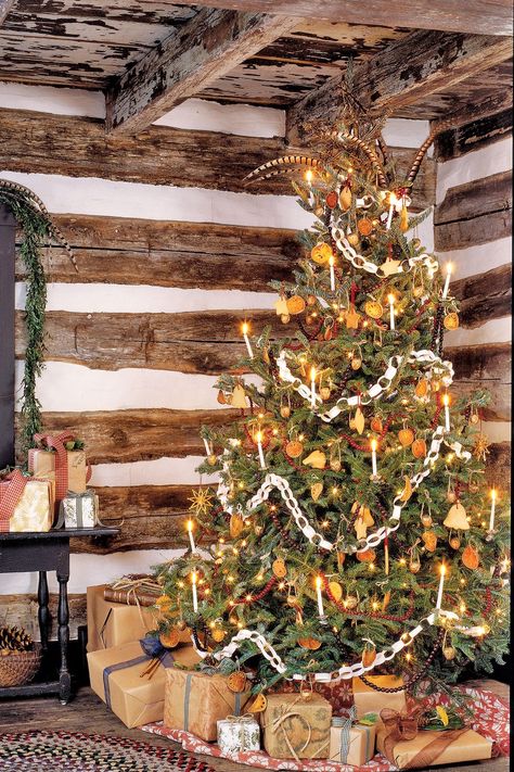 Colonial Christmas Tree, Christmas Tree Game, Natal Natural, Natal Country, Best Christmas Tree Decorations, Story Aesthetic, Colonial Christmas, Cabin Christmas, Prim Christmas