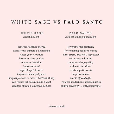 not sure which cleansing tool is for you? here’s a lil breakdown of our popular white sage & palo santo ✨ want to try both? check out our gorgeous cleansing kit 💘 sign up to our emails for 15% off 🩷 www.mysacredsoul.co.uk #whitesage #palosanto #whitesagebenefits #palosantobenefits #whitesagestick #cleansingrituals #cleansingtools #whitesagestick #whitesagesmudge #smudge #smudgestick #smudgesticks #crystalshop #crystalshopuk #fullmoonritual #newmoonritual White Sage Benefits, Palo Santo Benefits, White Sage Smudging, Sage Benefits, Spiritual Vibes, Magic Woman, Sage Smudging, New Moon Rituals, White Sage Smudge