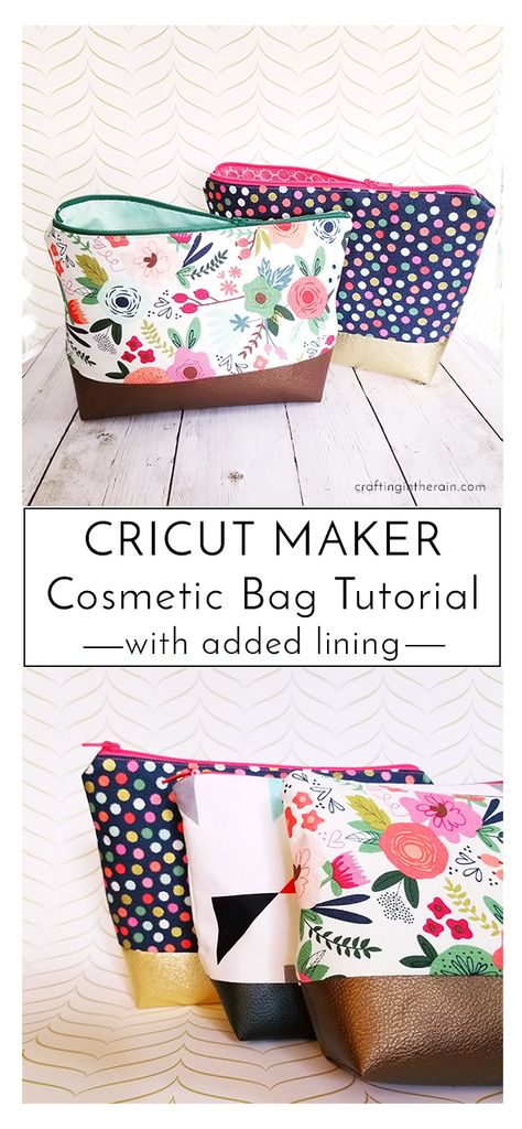 Cosmetic Bag Tutorial, Tips Menjahit, Cosmetic Bag Pattern, Idee Cricut, Projets Cricut, Maker Project, Beginner Sewing Projects Easy, Bag Tutorial, Leftover Fabric