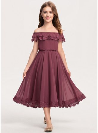 Tea Length Bridesmaid Dresses, Lace Homecoming Dresses Short, Dresses Chiffon, Bridesmaid Dresses Online, Frocks For Girls, Lace Bridesmaid Dresses, Lace Mermaid Wedding Dress, Frock Design, Junior Bridesmaid Dresses