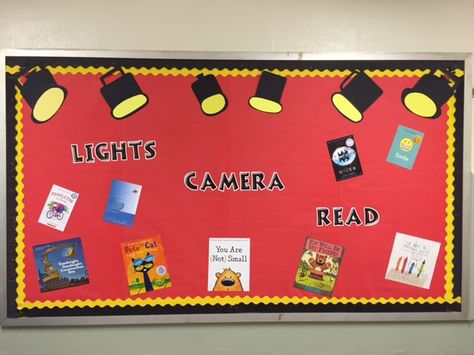 Another September board Spot Light Bulletin Board Ideas, Spotlight Bulletin Board, Library Bulletin Boards, Light Board, Light Camera, Book Fair, Break Room, Spot Light, Bulletin Boards