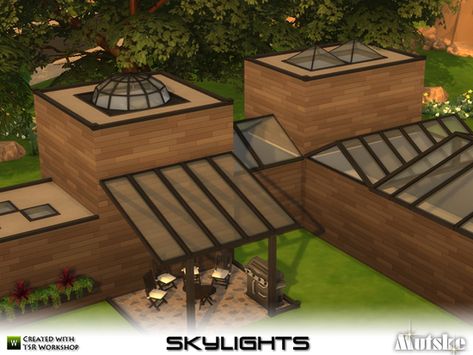 Skylights!!! There are several different types of skylights in this set. Use bb.moveobjects to place the skylights. Also 3 skylights to match the Chesham construstionset. Make sure that your game is fully patched and up to date for this set to show and work correctly in the game. Have fun playing! Die Sims 4, Muebles Sims 4 Cc, Sims Building, Sims Games, Sims House Design, Sims 4 Downloads, Sims 4 Update, Sims 4 Cc Furniture, Sims 4 Collections