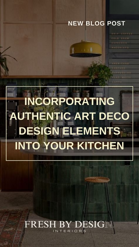 Art Deco design, characterized by its bold geometric patterns, luxurious materials, and vibrant colors, emerged in the 1920s and has remained a timeless and elegant style. 

How can you integrate these design elements into your kitchen renovation. Art Deco Kitchen Modern, Art Deco Kitchen Design, Art Deco Design Elements, Deco Kitchen, Art Deco Kitchen, Authentic Art, Art Deco Decor, Deco Decor, Small Art