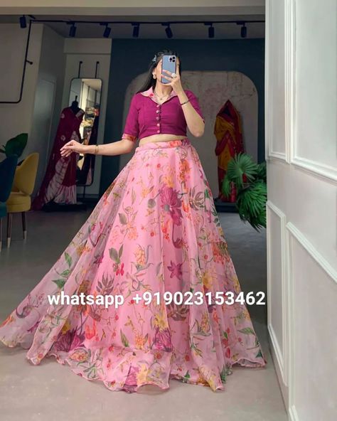 Price: 2299/-❣️ whatsapp us on +919023153462✔️ Organza Floral Print Party Wear Stylish Crop Top Lehenga #OrganzaLehenga #FloralPrint #CropTopLehenga #PartyWearLehenga #StylishLehenga #FloralFashion #DesignerLehenga #FashionForParties #LehengaDesign #OrganzaFashion #PartyOutfit #ChicLehenga #EthnicWear #LehengaStyle #FloralPrintFashion #EveningWear #LehengaCholi #FashionInspiration #OrganzaElegance #PartyGlam #StylishFashion #FloralChic #DesignerWear #GlamorousLehenga #FashionTrends #CropTopS... Organza Crop Top Lehenga, Organza Fashion, Elegant Lehenga, Top Lehenga, Stylish Lehenga, Floral Prints Fashion, Crop Top Lehenga, Floral Lehenga, Organza Lehenga