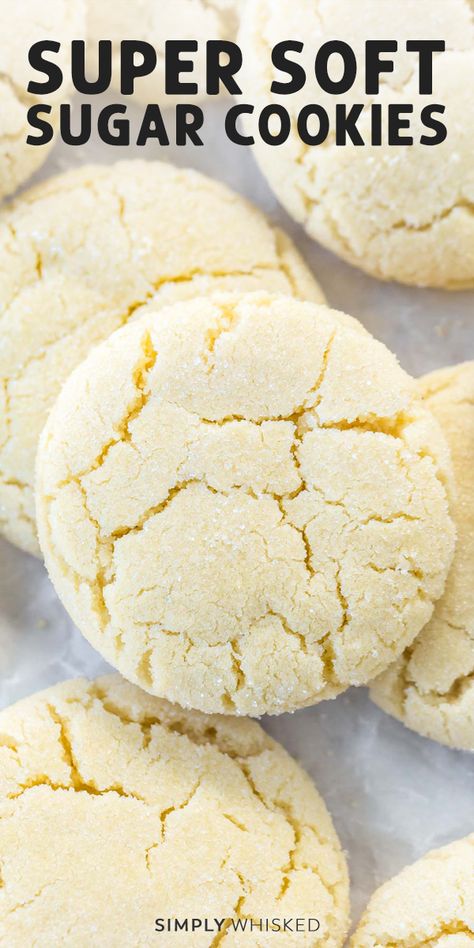 This simple soft sugar cookies recipe is really easy and makes the BEST soft, chewy sugar cookies. No chilling required and dairy free. #sugarcookies #dairyfree #christmascookies Dairy And Gluten Free Sugar Cookies, Sugar Cookie Recipe Dairy Free, No Dairy Cookies, Non Dairy Sugar Cookies, Small Ingredient Desserts, Thick Sugar Cookie Recipe, Dairy Free Cookie Recipes, Sugar Free Sugar Cookies, Dairy Free Sugar Cookie Recipe