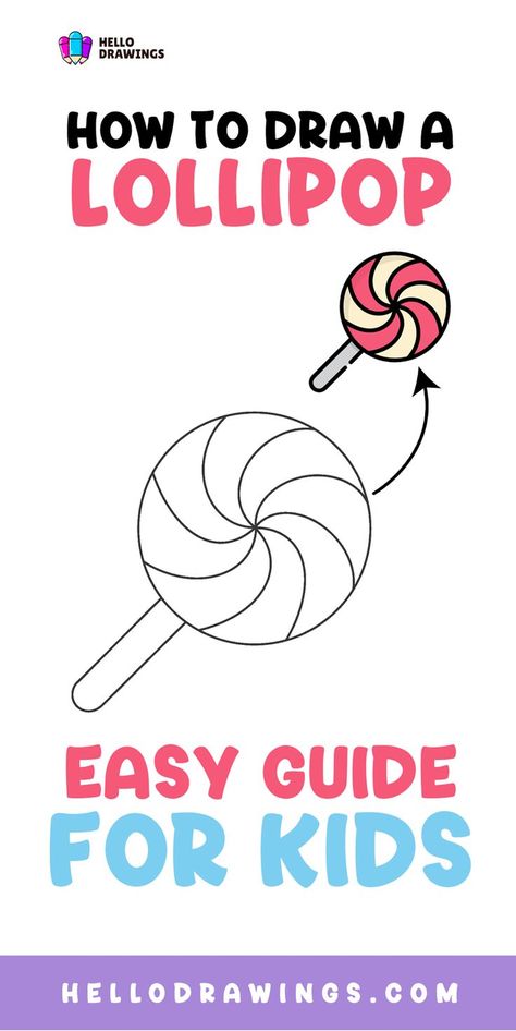 How to Draw a Lollipop | Step by Step Guide for Kids Sweet Food, Food Drawing, Drawing Skills, Drawing Tutorials, Step By Step Guide, Step By Step Drawing, Drawing For Kids, No Time, Step Guide