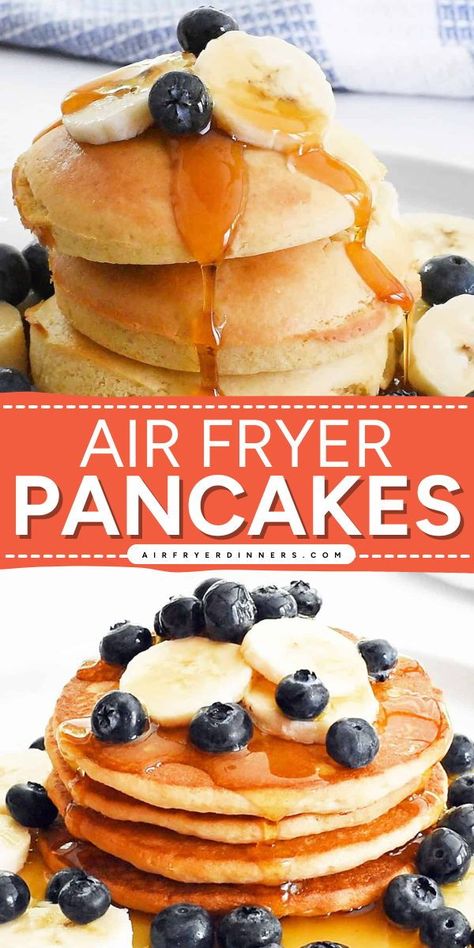 Here's a quick and easy air fryer breakfast idea! This delicious Air Fryer Pancake recipe features perfect golden pancakes, soft and fluffy on the inside, ready in 15 minutes or less. Save the best breakfast recipe that is simple to make! Air Fryer Pancakes, Pancake Syrup Recipe, Air Fryer Breakfast, Air Fryer Recipes Breakfast, How To Cook Pancakes, Christmas Morning Breakfast, The Best Breakfast, Easy Air Fryer, Air Fryer Dinner Recipes