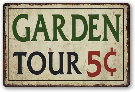 GARDEN SIGNS SIZE: 8 x 12 inches (20cmx30cm) You will receive 1 vintage garden signs ，simple and fun，and a humorous design that will bring laughter to you and your friends and loved ones! APPLICABLE SCENE: these metal tin signs are suitable for you to hang directly on the wall or door of garden farm home etc. EASY TO INSTALL: these metal tin signs come with four screw holes and can be installed with double-sided foam tape, command strips or nails for easy hanging Men Wall Decor, Bar Sala, 5 Cents, Decorative Wall Plaques, Retro Sign, Logo Vintage, Cute Signs, Garage Walls, Garden Tours